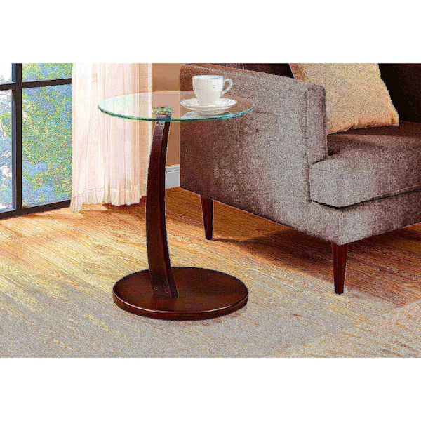 Accent Table - Espresso Bentwood With Tempered Glass